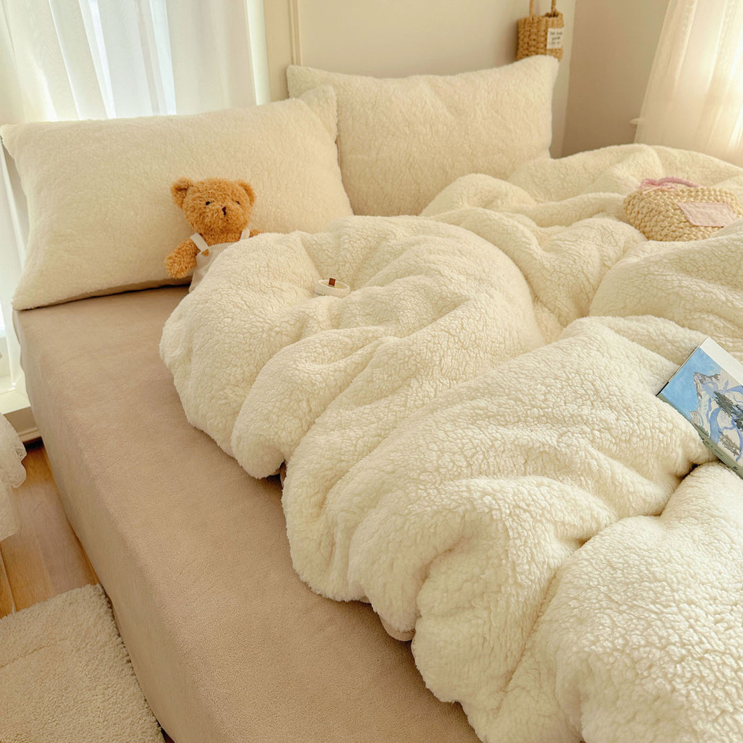 Plush Sherpa Reversible Duvet Comforter with Matching Pillow Shams