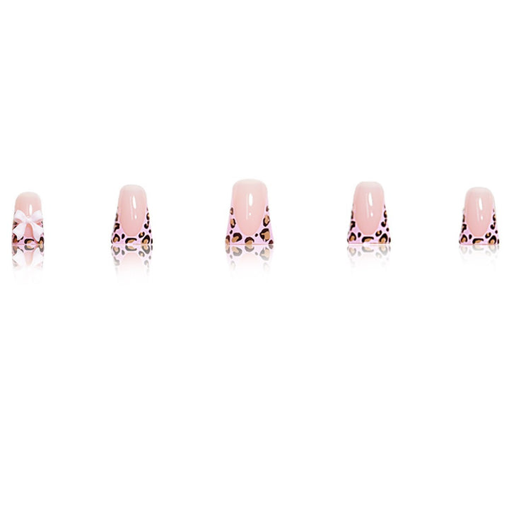 Animal Print Bow-Accented Press-On Nail Art Stornfield