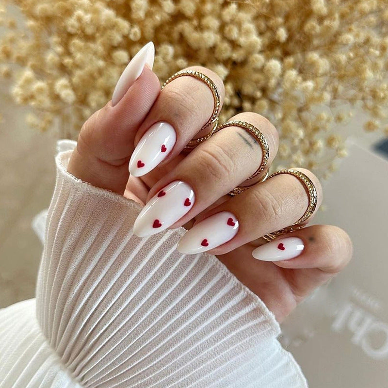 Heart-Embellished Press-On Nail Designs Stornfield