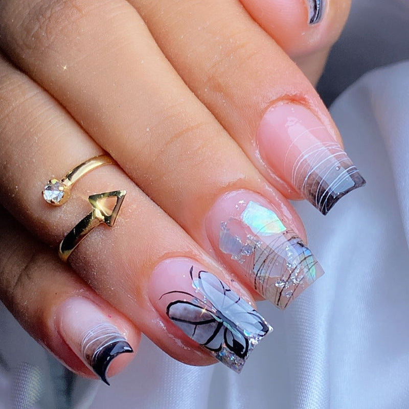 Elegant Butterfly-Themed Press-On Nail Art Stornfield