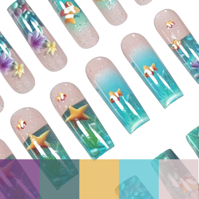 Artistic Underwater-Themed Nail Art Extensions Stornfield
