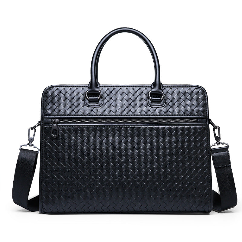 Elegant Briefcase Made of Woven Synthetic Leather Stornfield