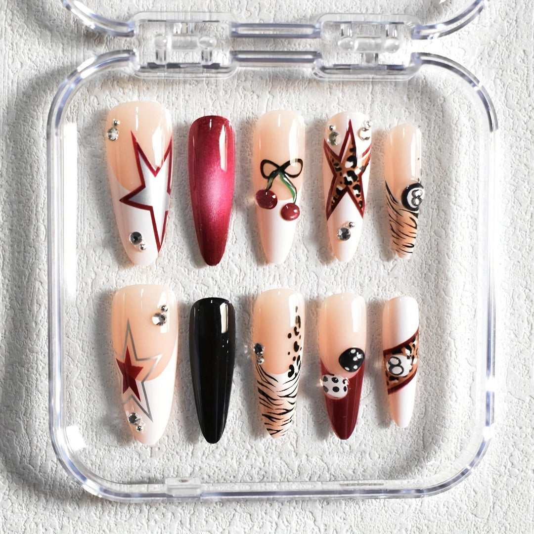 Artistic Stiletto Press-On Nail Set with Unique Designs Stornfield