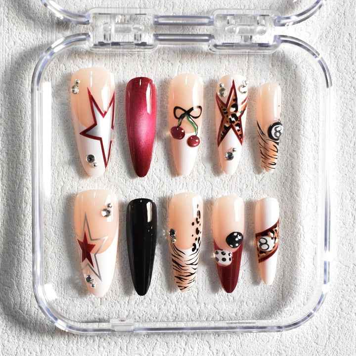 Artistic Stiletto Press-On Nail Set with Unique Designs Stornfield