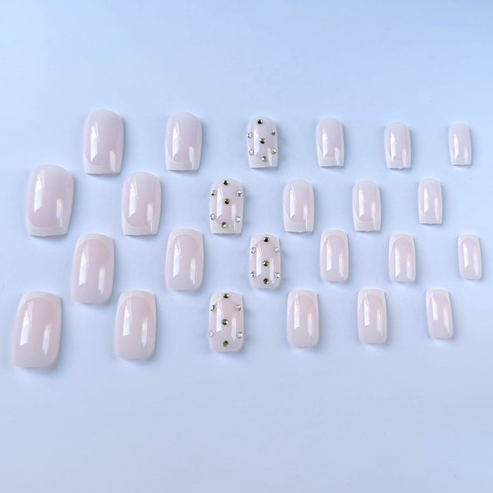 Decorative Rhinestone French Tip Nail Art Set