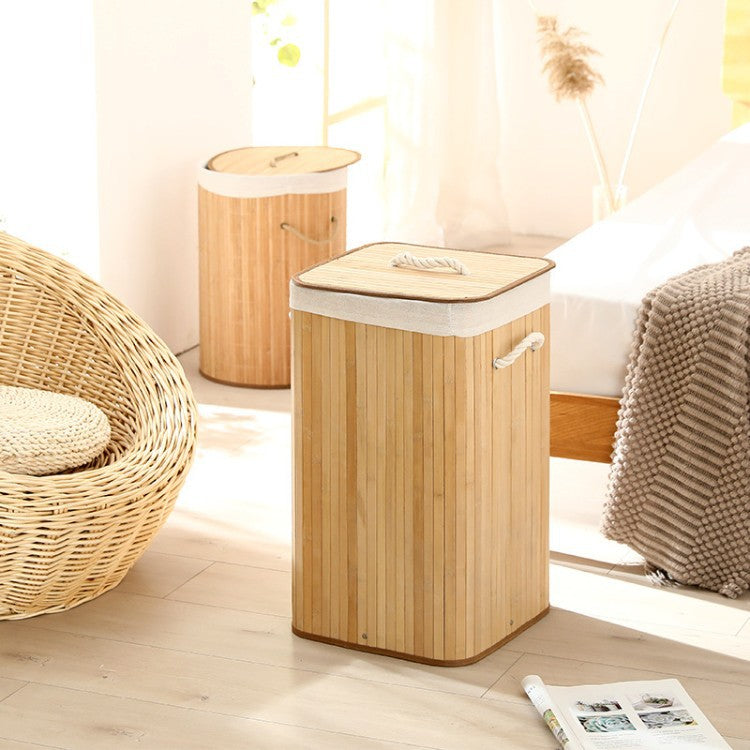Elegant Laundry Basket Made of Bamboo with Practical Lid Stornfield