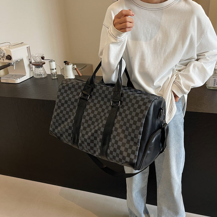 Elegant Checkerboard Travel Duffle Bag Stornfield