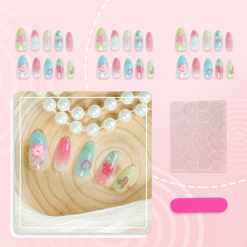 Artistic Summer-Themed Press-On Nail Set