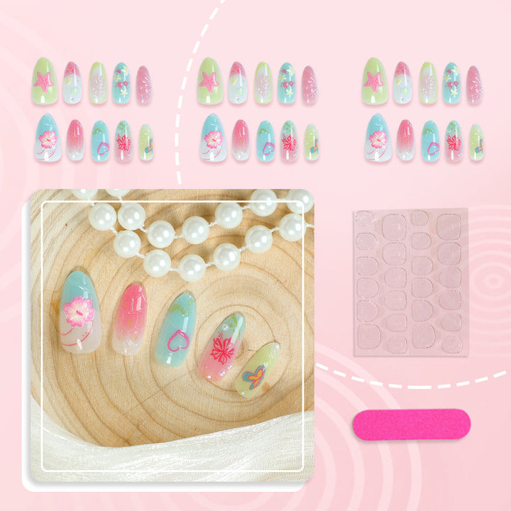 Artistic Summer-Themed Press-On Nail Set