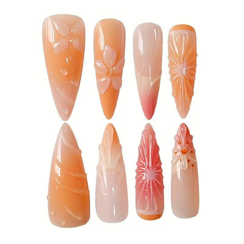Artistic Floral Stiletto Nail Enhancements Stornfield