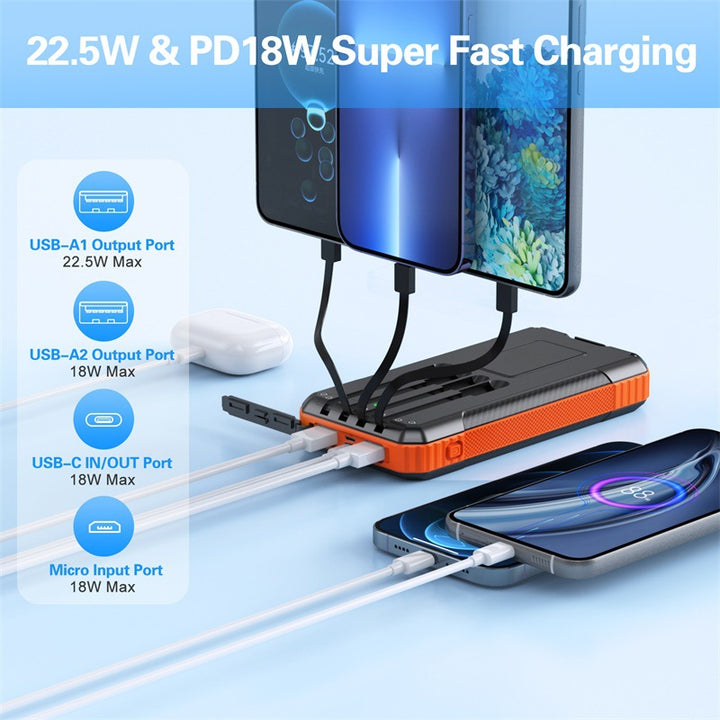 Power bank with solar charging function and integrated LED lamp Stornfield