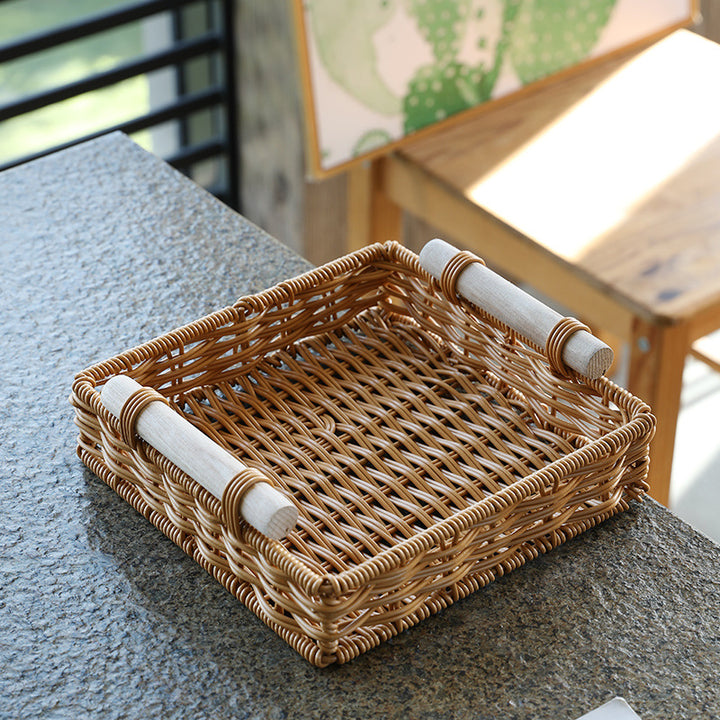 Unisex Practical Storage Basket with Wooden Handles Stornfield