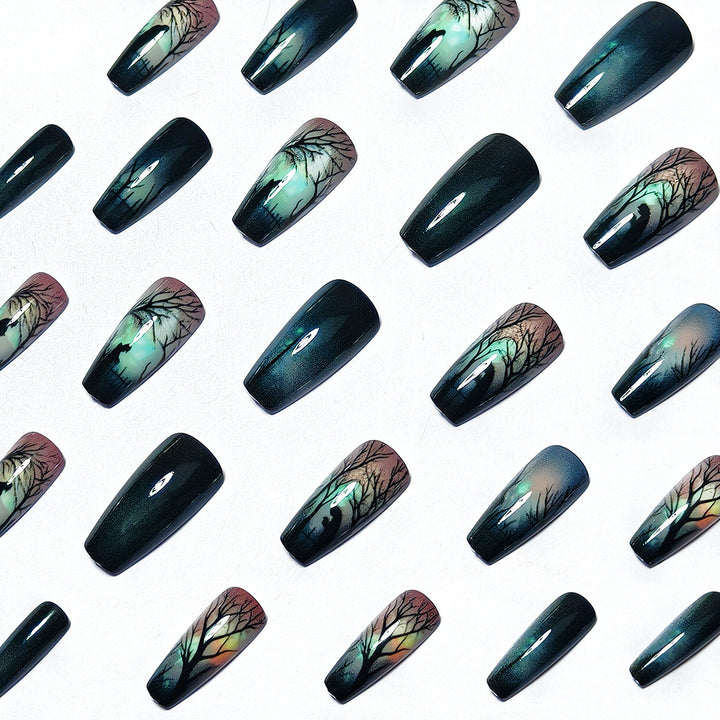 Artificial nails with mysterious forest design Stornfield