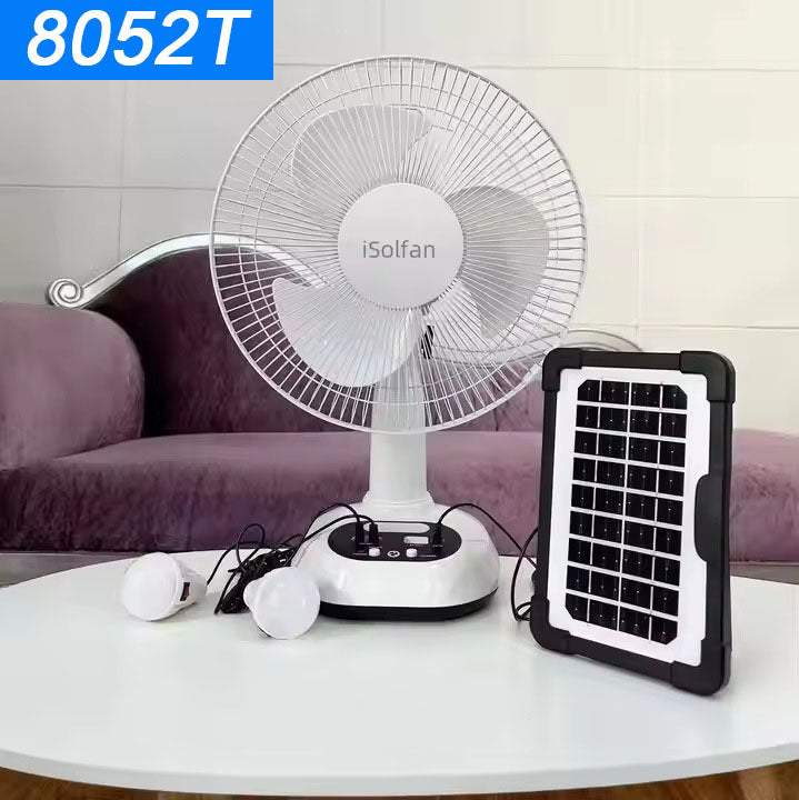 Women's solar-powered table fan with integrated LED lighting and remote control Stornfield