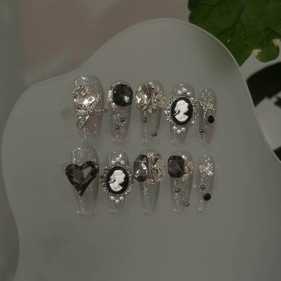 Elegantly Embellished Decorative Press-On Nail Set