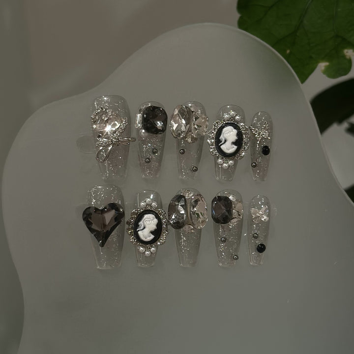 Elegantly Embellished Decorative Press-On Nail Set