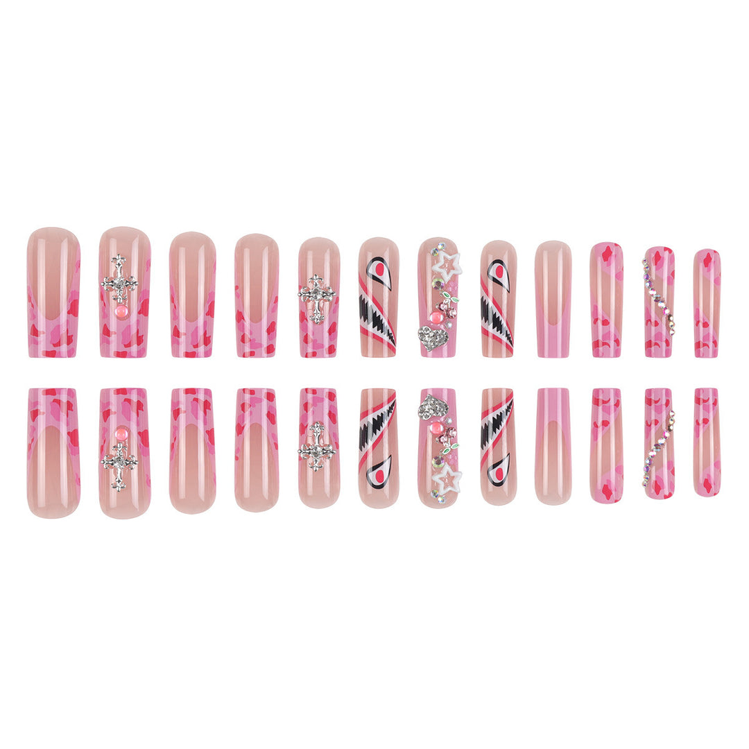 Trendy Stiletto Press-On Nail Set with Artistic Embellishments Stornfield