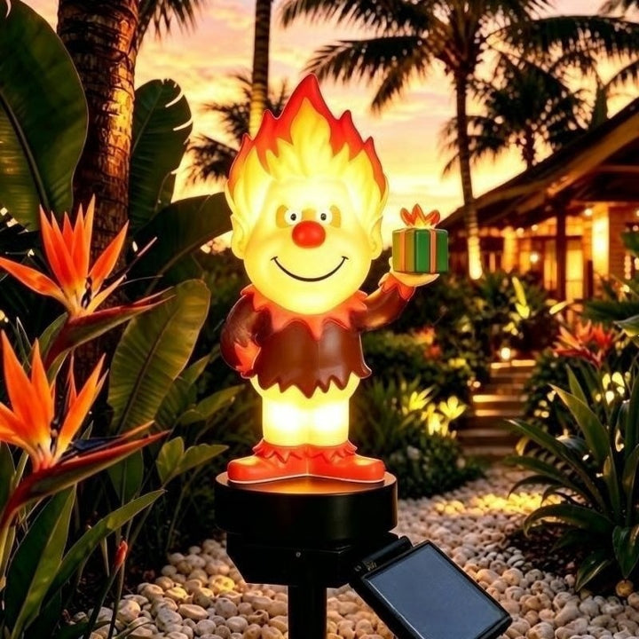 Solar-Powered Cartoon Flame Character Garden Stake Light With Acrylic Diffuser And Adjustable Ground Spike Stornfield