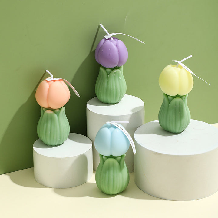 Hand-Poured Sculptural Tulip Bud Decorative Candle