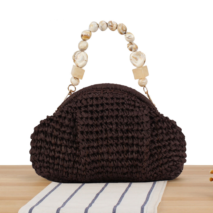 Stylish handbag with colorful bead handle Stornfield