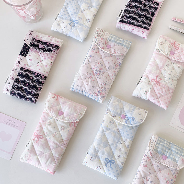 Quilted Pencil Case with Heart Design