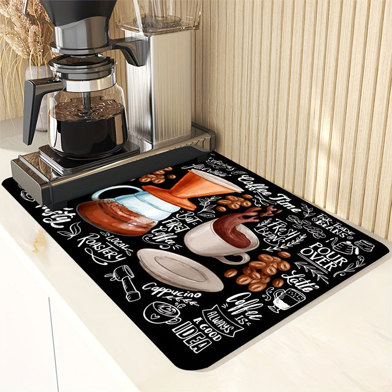 Coffee-Themed Kitchen Mat
