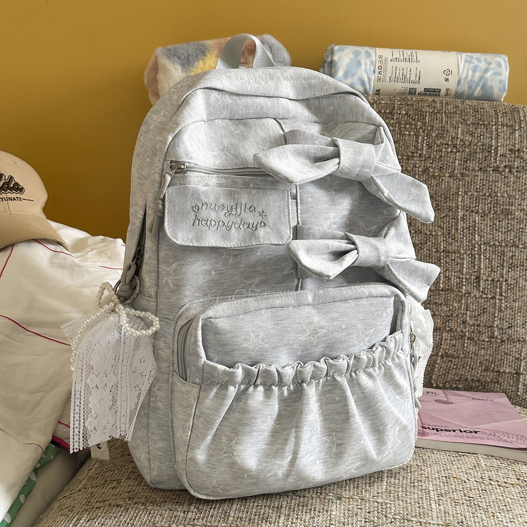 Bow-Embellished Casual Backpack Stornfield