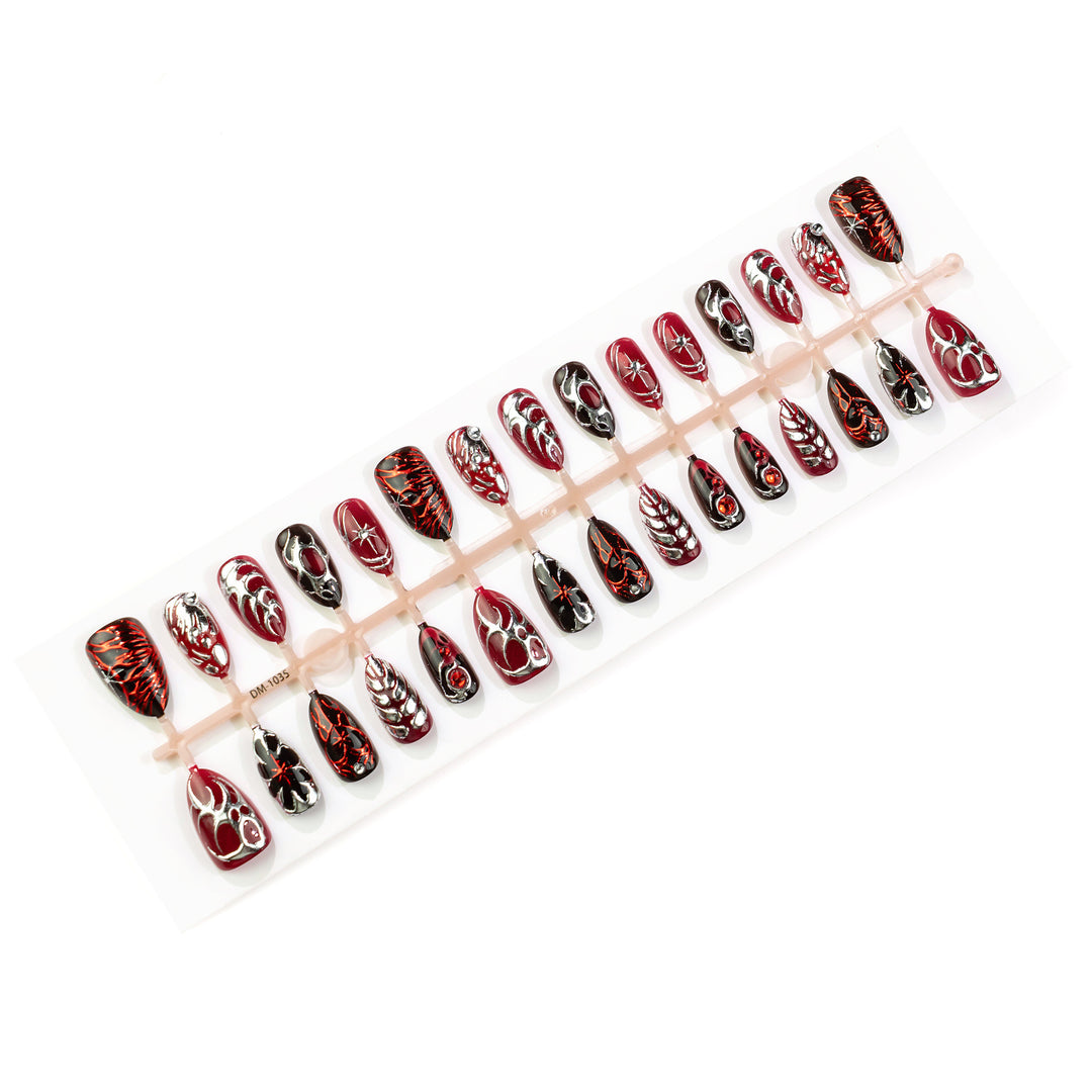 Gothic-Inspired Decorative Press-On Nail Art Set
