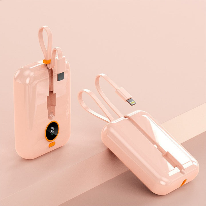 Portable Mini Power Bank with Integrated Charging Cable and Digital Display Stornfield