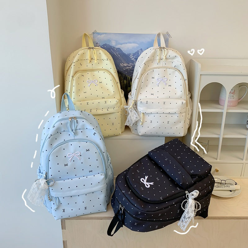 Polka Dot Design Backpack with Multi-Pocket Features Stornfield