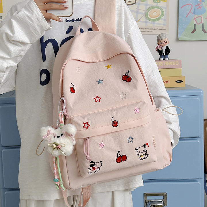 Playful Character Embroidered School Backpack Stornfield