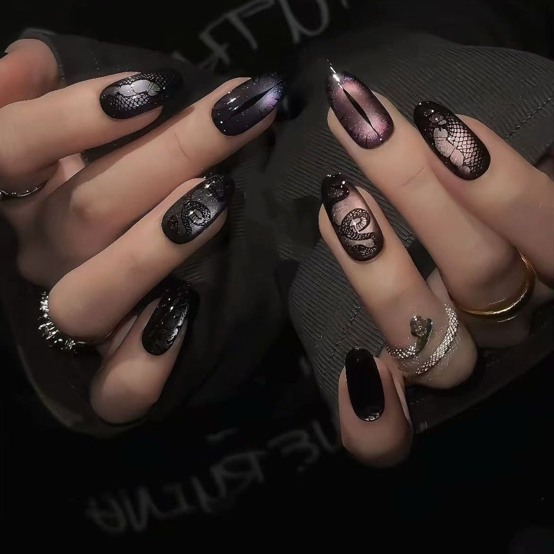 Artistic Gothic-Inspired Long Press-On Nail Set Stornfield