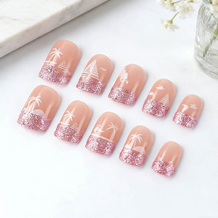 Tropical Beach-Themed Nail Art Design Stornfield