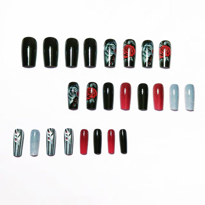 Elegant Artificial Nails with Noble Rose Design Stornfield