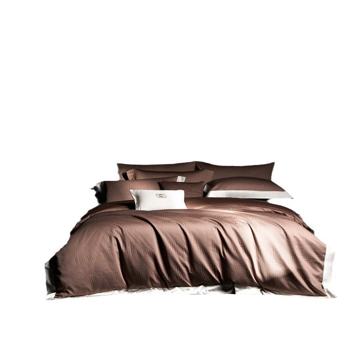 Satin bed linen set with reversible function, extra soft shine and contrasting trim