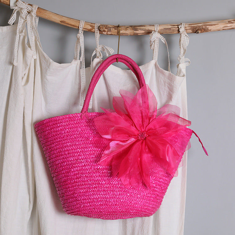 Stylish basket bag with eye-catching flower detail Stornfield