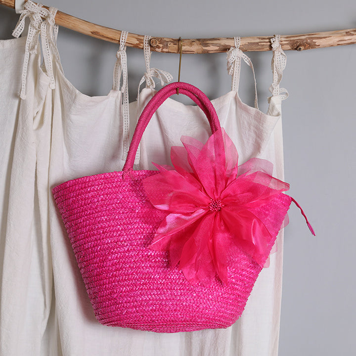 Stylish basket bag with eye-catching flower detail Stornfield