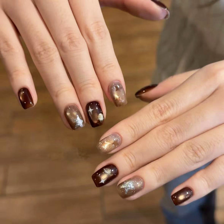 Artistic Space-Themed Press-On Nails