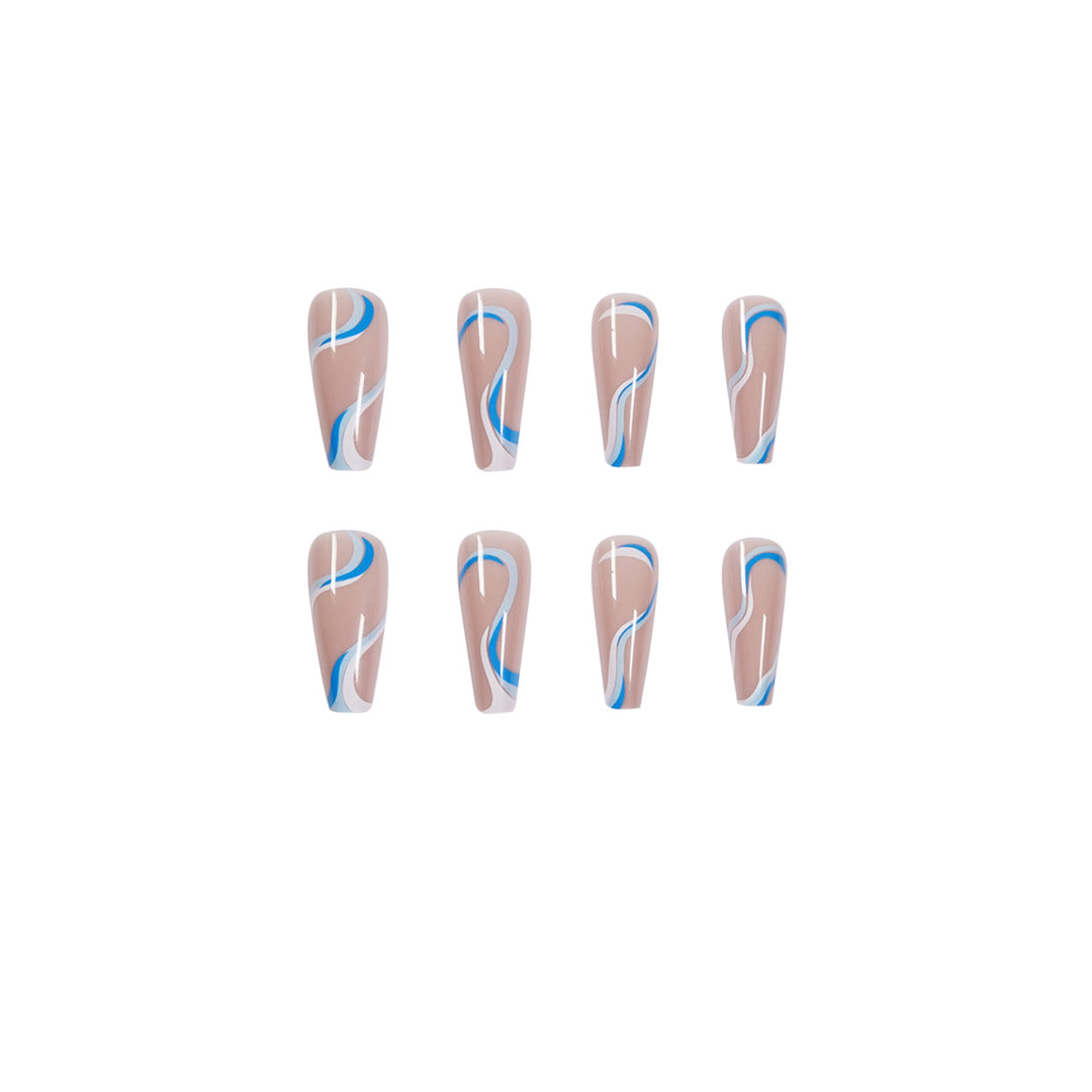Creative Nail Extensions with Wave Pattern Stornfield