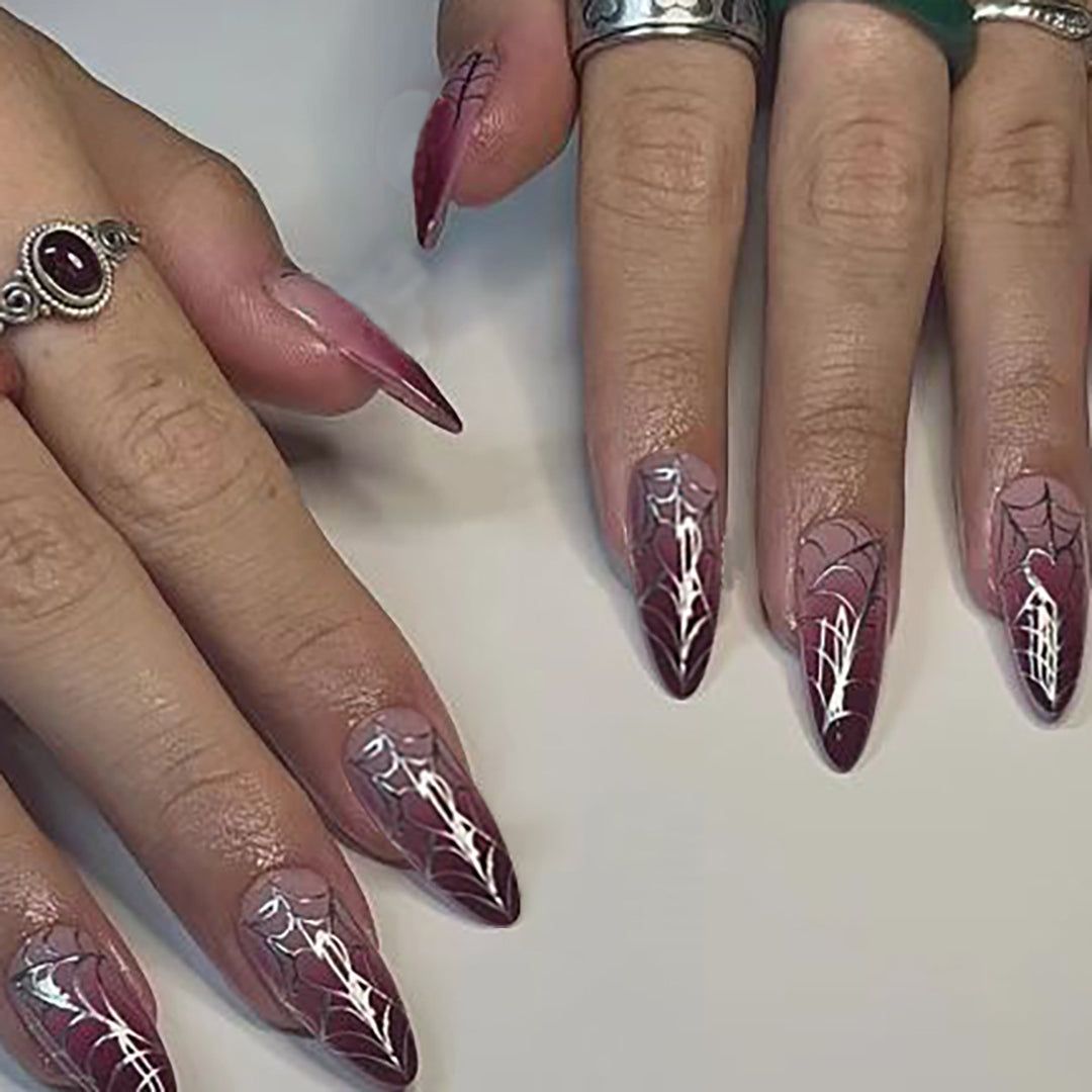 Stiletto Press-On Nails with Spider Web Design Stornfield