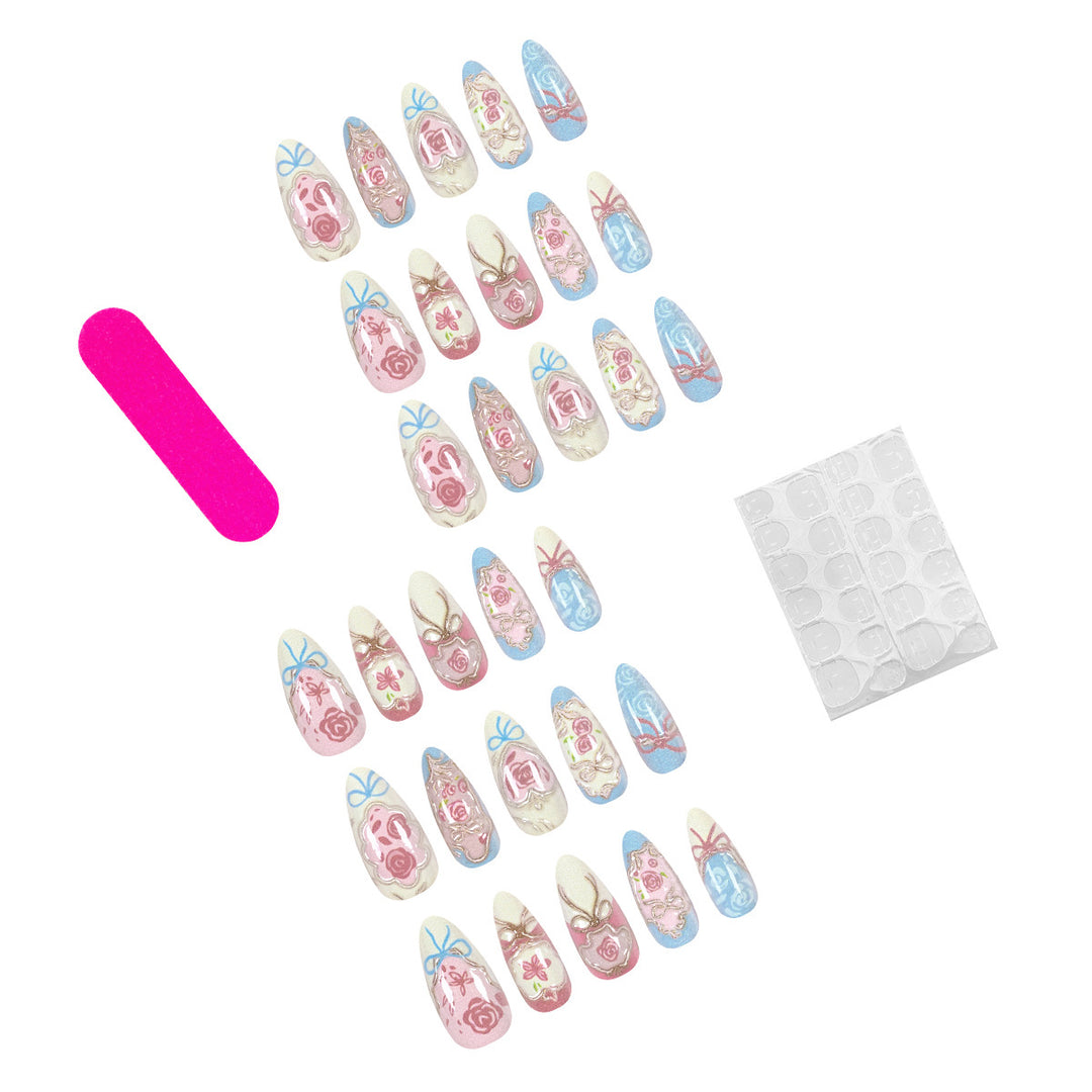 Artistic acrylic nails with floral designs Stornfield
