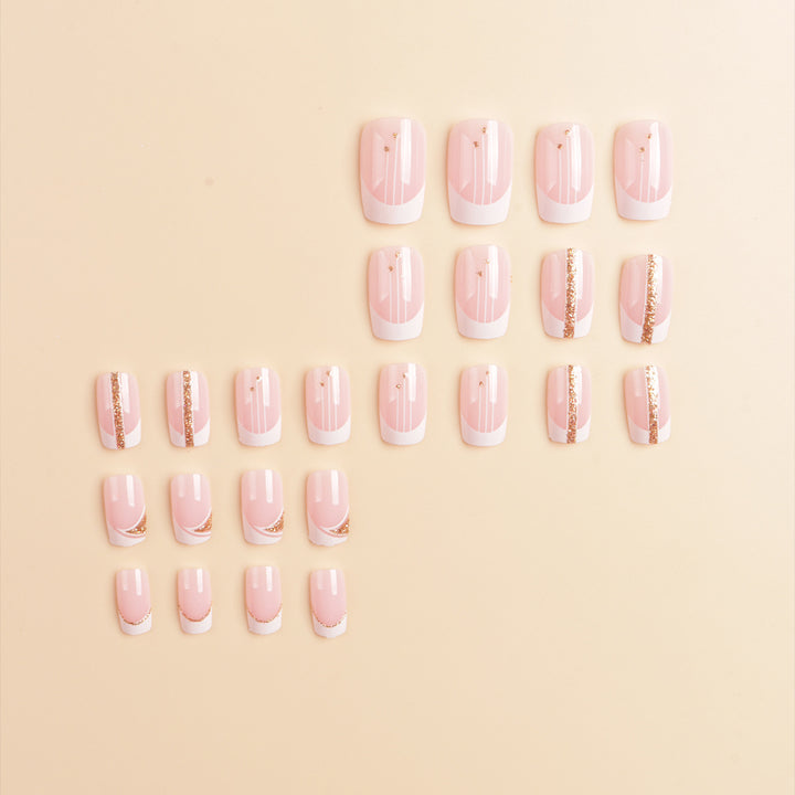 Elegant French Tip Press-On Nail Art Set Stornfield