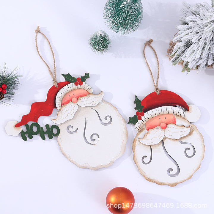 Decorative Wooden Santa Head Ornament