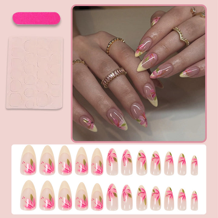 Elegant artificial nail set with floral designs Stornfield