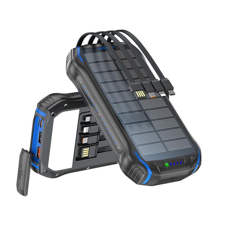 Portable solar power bank with multifunctional charging ports and robust housing Stornfield
