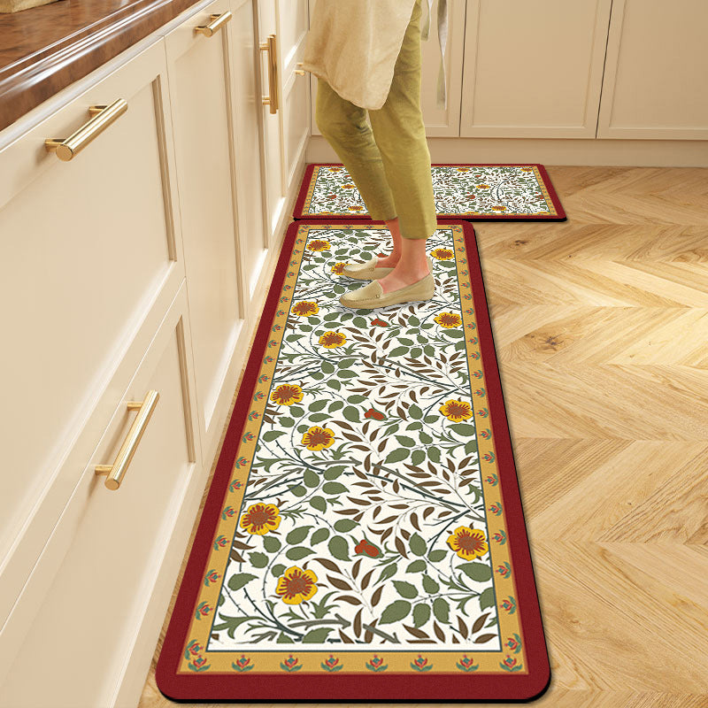 Floral Pattern Kitchen Comfort Mat