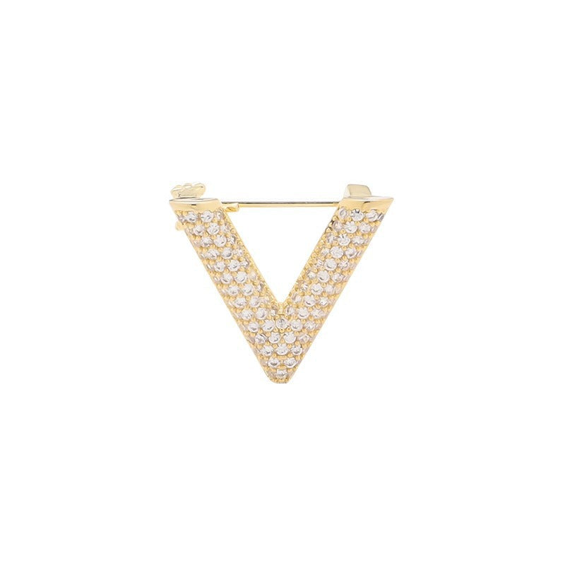 Elegant V-Shaped Brooch with Sparkling Crystals Stornfield