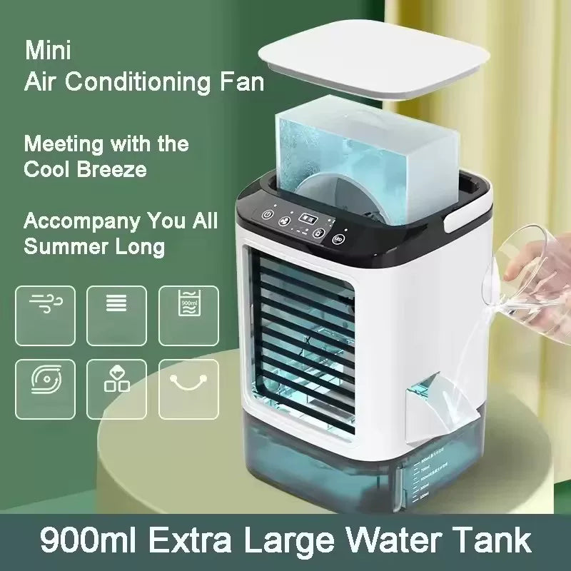 Unisex one size portable non-fogging air cooler fan with large water tank and three-speed motor Stornfield
