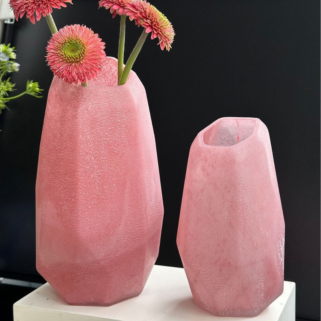 Geometric Matte Ceramic Tall Table Vase with Faceted Base Stornfield