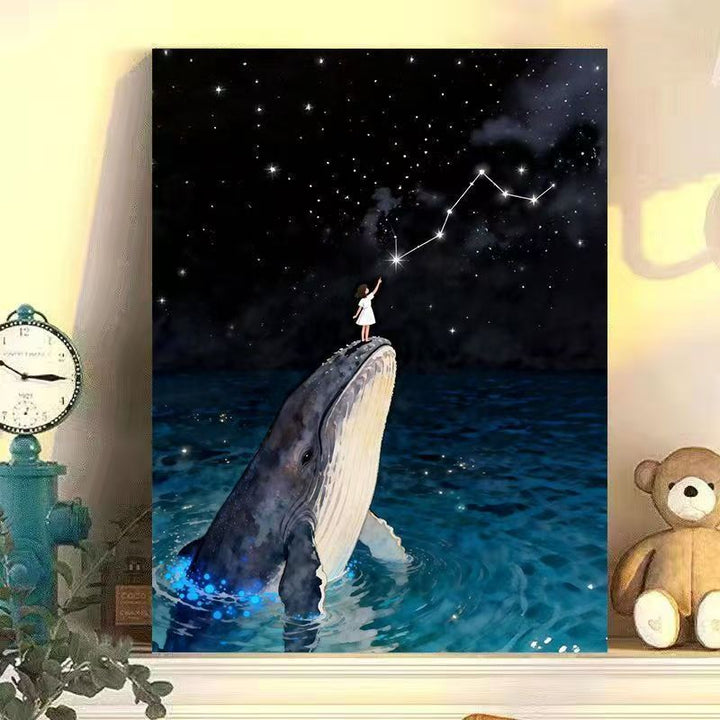 Dreamy Whale and Girl Canvas Artwork Stornfield